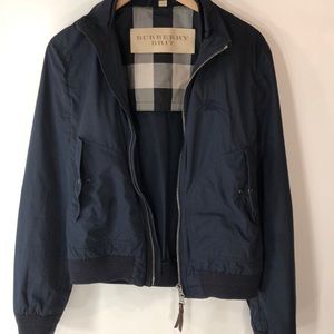 Navy Burberry bomber jacket
